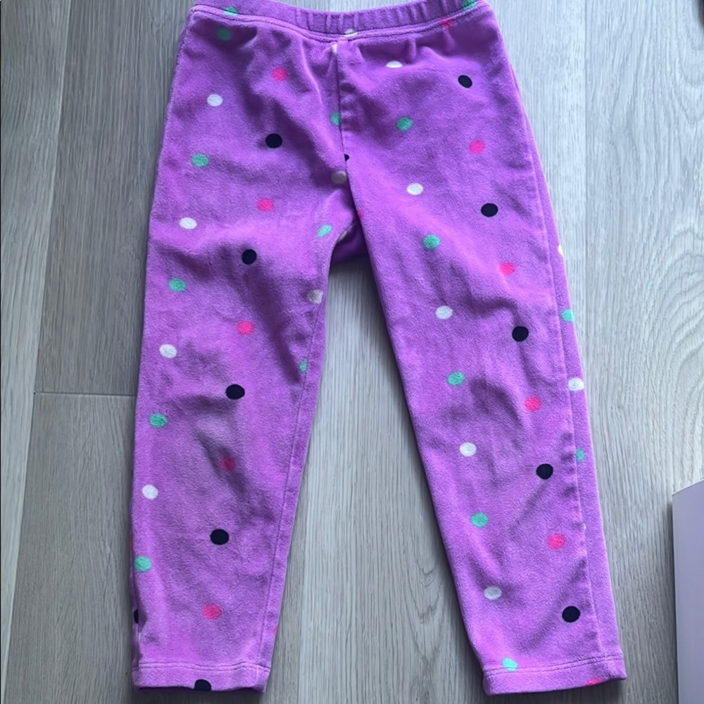 GAP Vibrant Purple fuzzy Leggings with Multicolor Dots size 3